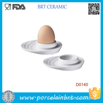Oval Base White Flow Mark Porcelain Egg Cup